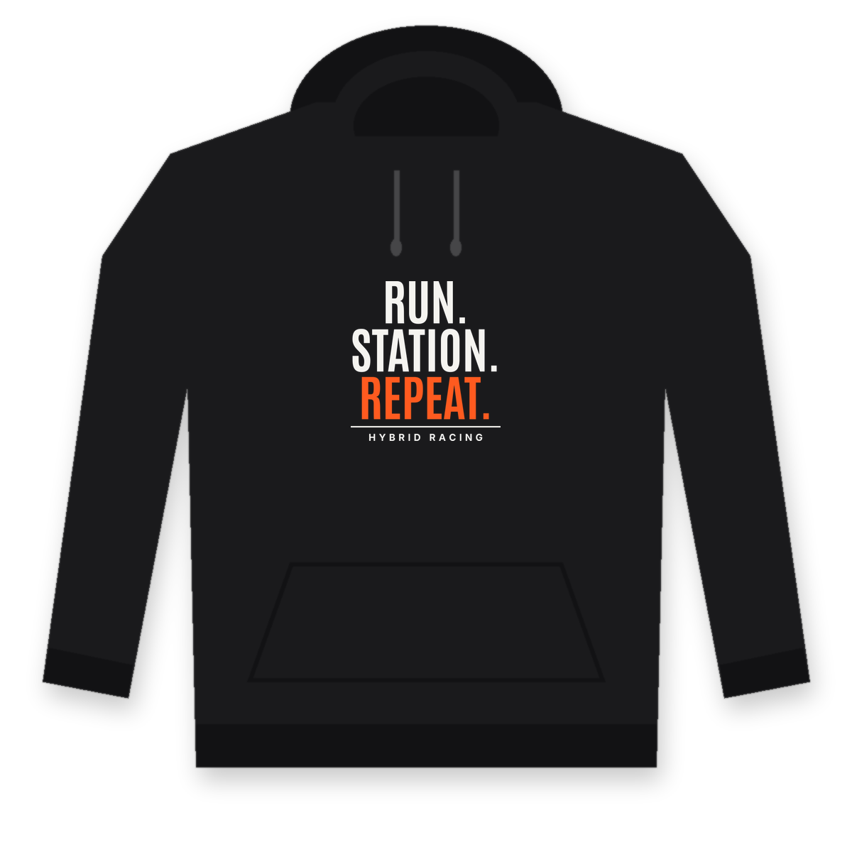 Run. Station. Repeat. Heavyweight Fleece Warmup Hoodie — 8.0 oz Athletic Pullover Sweatshirt