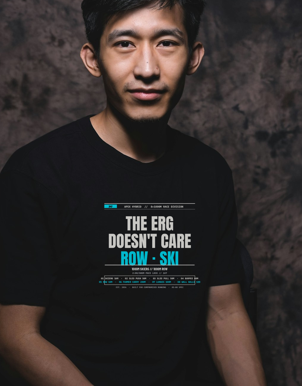 The Erg Doesn't Care How You Feel Tee — Indoor Rowing & SkiErg Conditioning Shirt