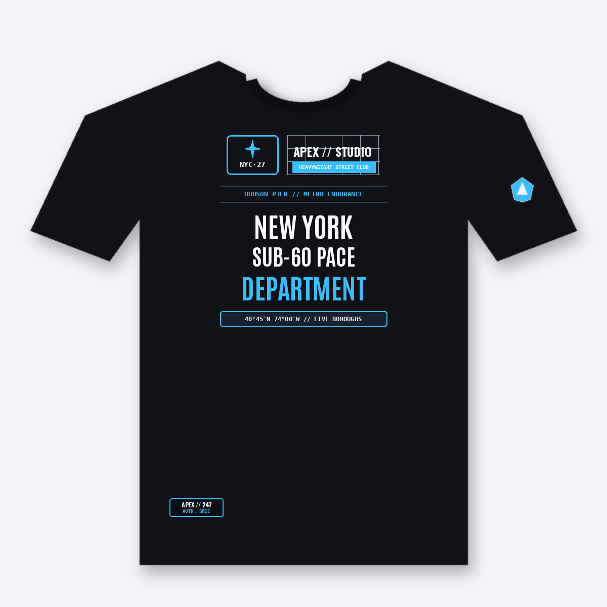 New York NYC HYROX Race Shirt — Hudson Pier Sub-60 Hybrid Racing & Running Tee