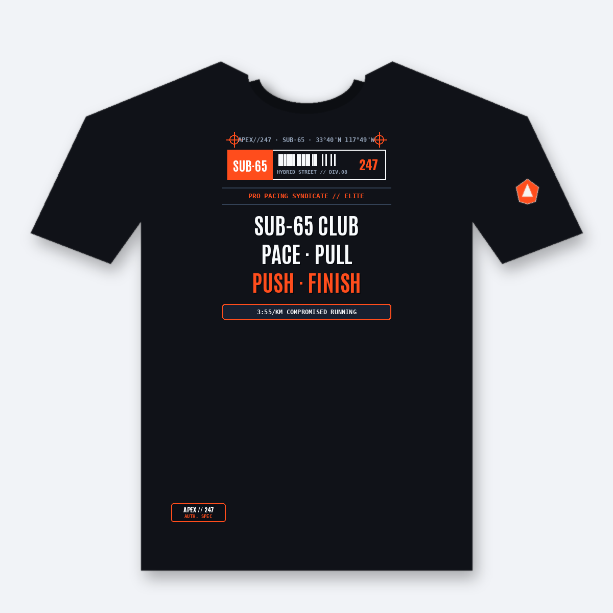 Sub-65 Club Pace Pull Push HYROX Shirt — Pro & Open Division Hybrid Racing Tee