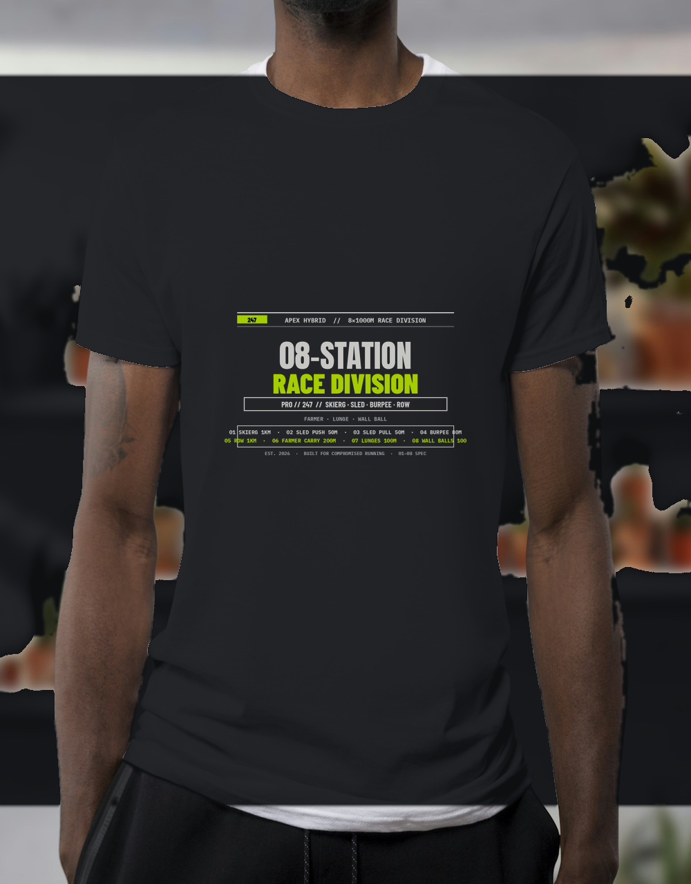 8-Station Race Division HYROX Hoodie — Winged Crest Oversized Heavyweight Gym Sweatshirt
