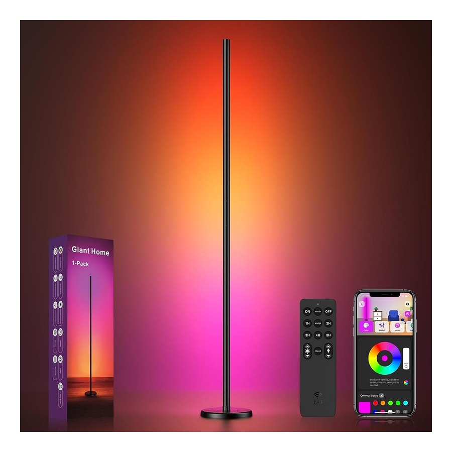 60-Inch Warm-Sunset RGBICW Corner Floor Lamp — Circadian Home Gym & Recovery Room Ambient Light (LumaGym)