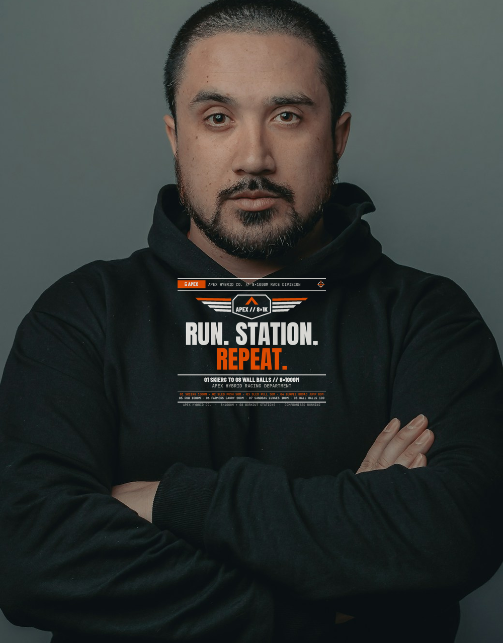 Run. Station. Repeat. Heavyweight Fleece Warmup Hoodie