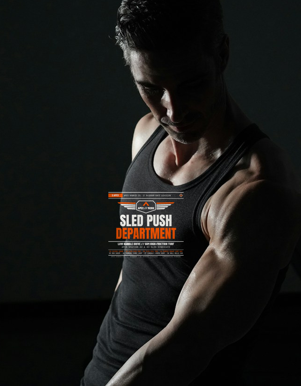 Sled Push Dept. Barbell Crest Conditioning Muscle Tank