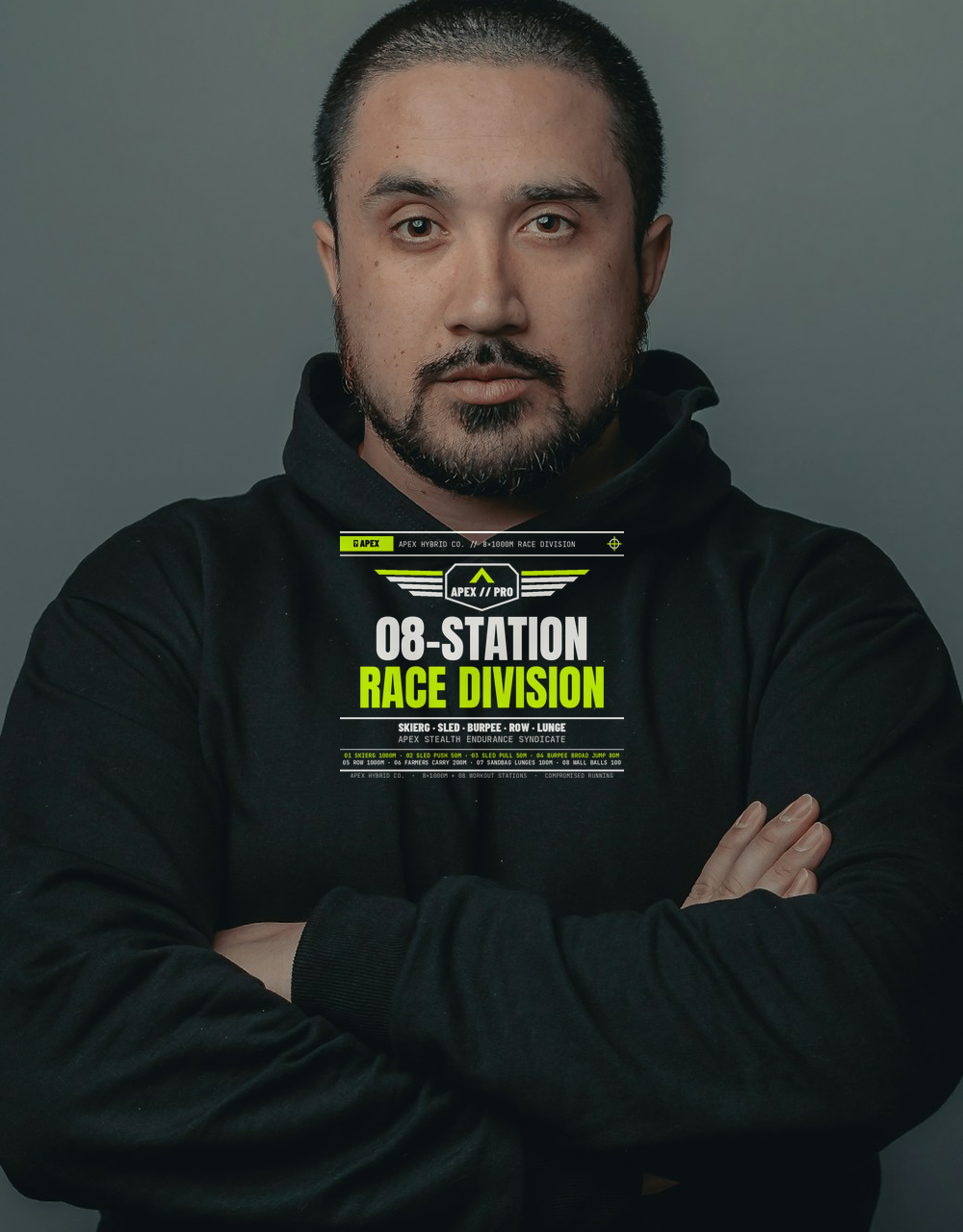 8-Station Race Division Winged Crest Oversized Stealth Hoodie
