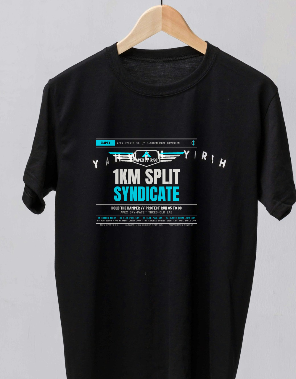 Dry-Pace Moisture-Wicking HYROX Shirt — Breathable 1km Split Hybrid Running Tech Tee