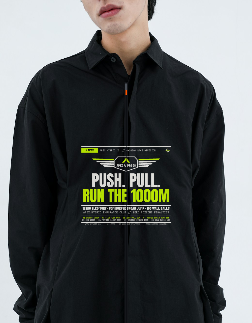 Hybrid 8-Station Windbreaker Track Jacket — "01 SkiErg to 08 Wall Balls"